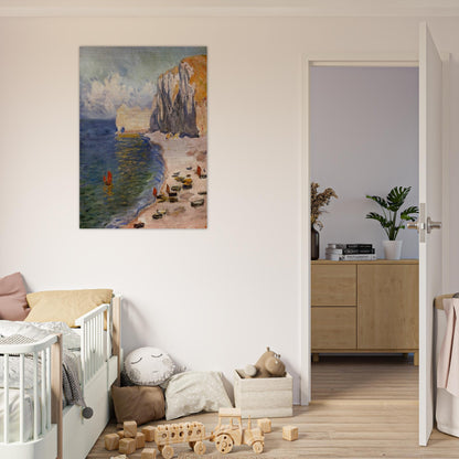 The Beach and the Falaise d'Amont - claude monet Brushed Aluminum Print - 70x100 cm / 28x40 inches | claude monet Aluminum Print | claude monet Prints