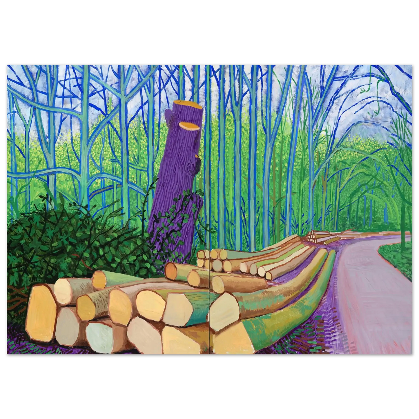 David Hockney - David Hockney Wall art - 28x43  cm / XL (11x17 Inches) - Premium Wooden Framed Poster With Fine Art Paper - Wood frame