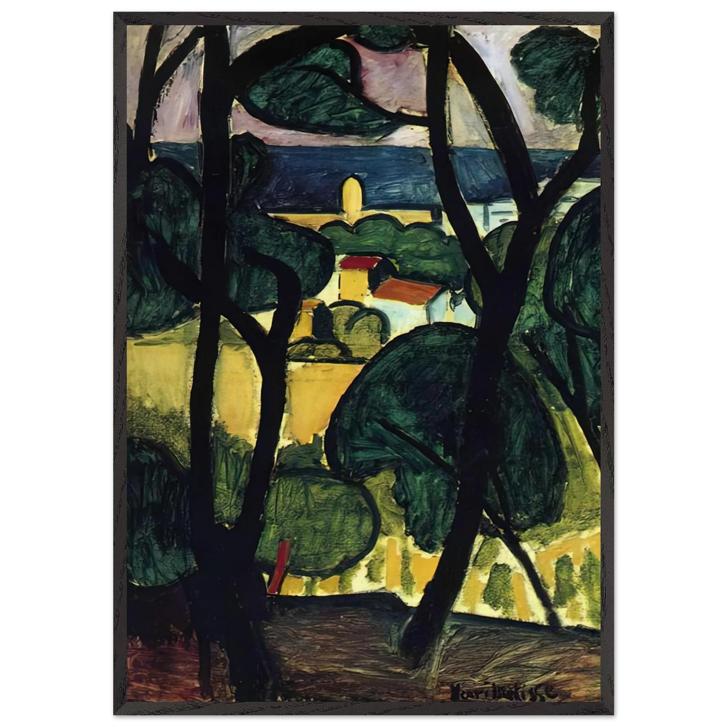 VIEW OF COLLIOURE - Henri Matisse 70x100 cm / 28x40 inches Framed Art Print – Black Wooden Frame
