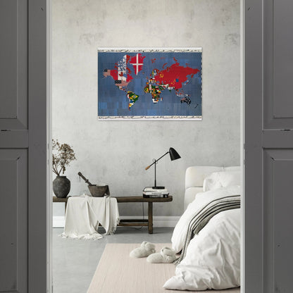 MAPPA 1978 - Alighiero Boetti Brushed Aluminum Print - 70x100 cm / 28x40 inches | Alighiero Boetti Aluminum Print | Alighiero Boetti Prints