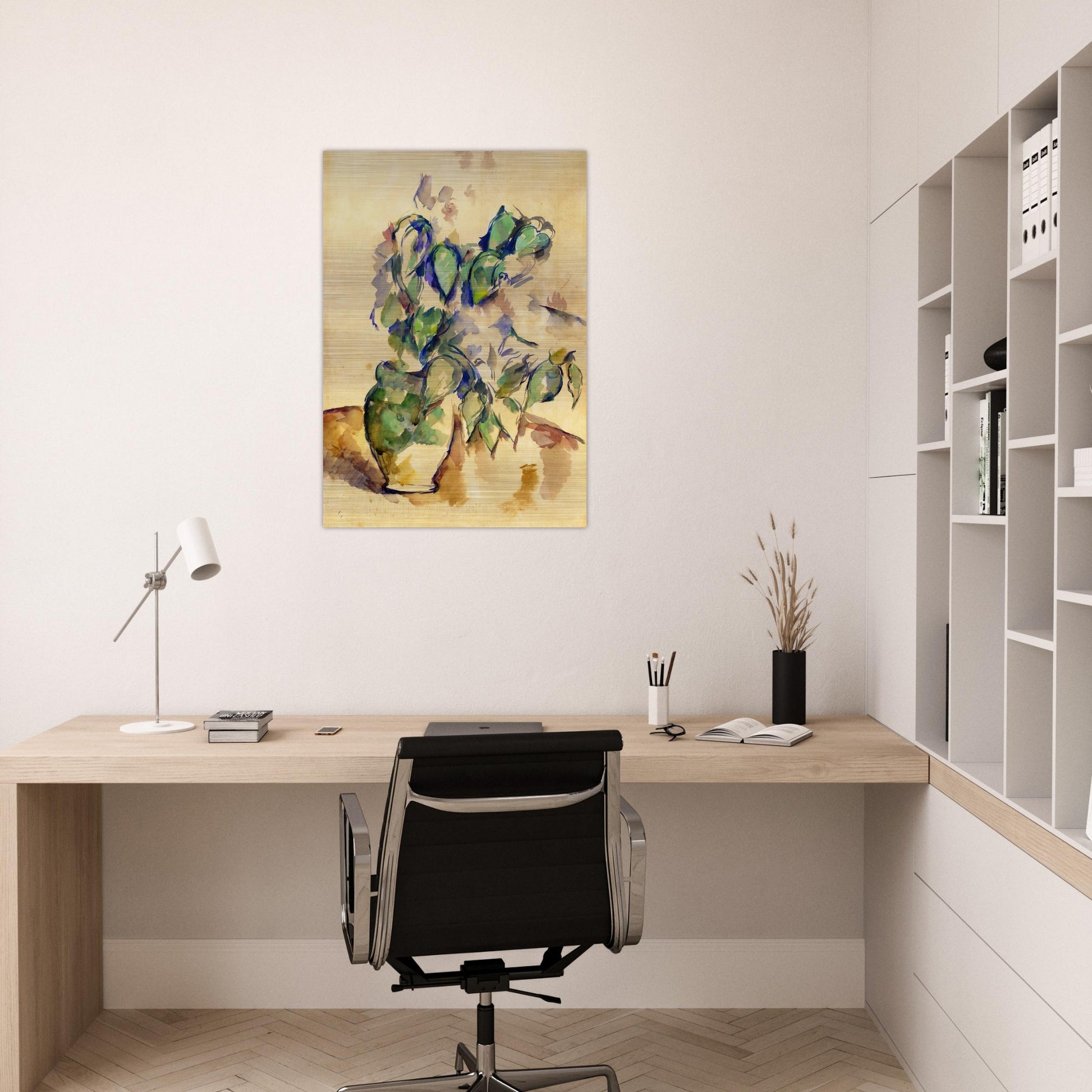 Leaves in a Green Pot - Paul Cézanne Brushed Aluminum Print - 70x100 cm / 28x40 inches | Paul Cézanne Aluminum Print | Paul Cézanne Prints