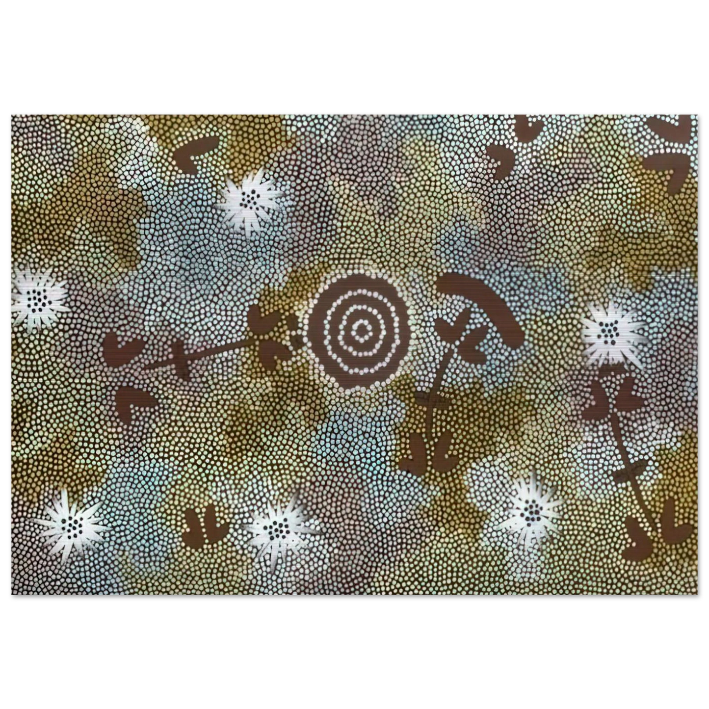 Rock Wallaby Dreaming - 1988 - Clifford Possum Tjapaltjarri Brushed Aluminum Print - 70x100 cm / 28x40 inches | Clifford Possum Tjapaltjarri Aluminum Print | Clifford Possum Tjapaltjarri Prints