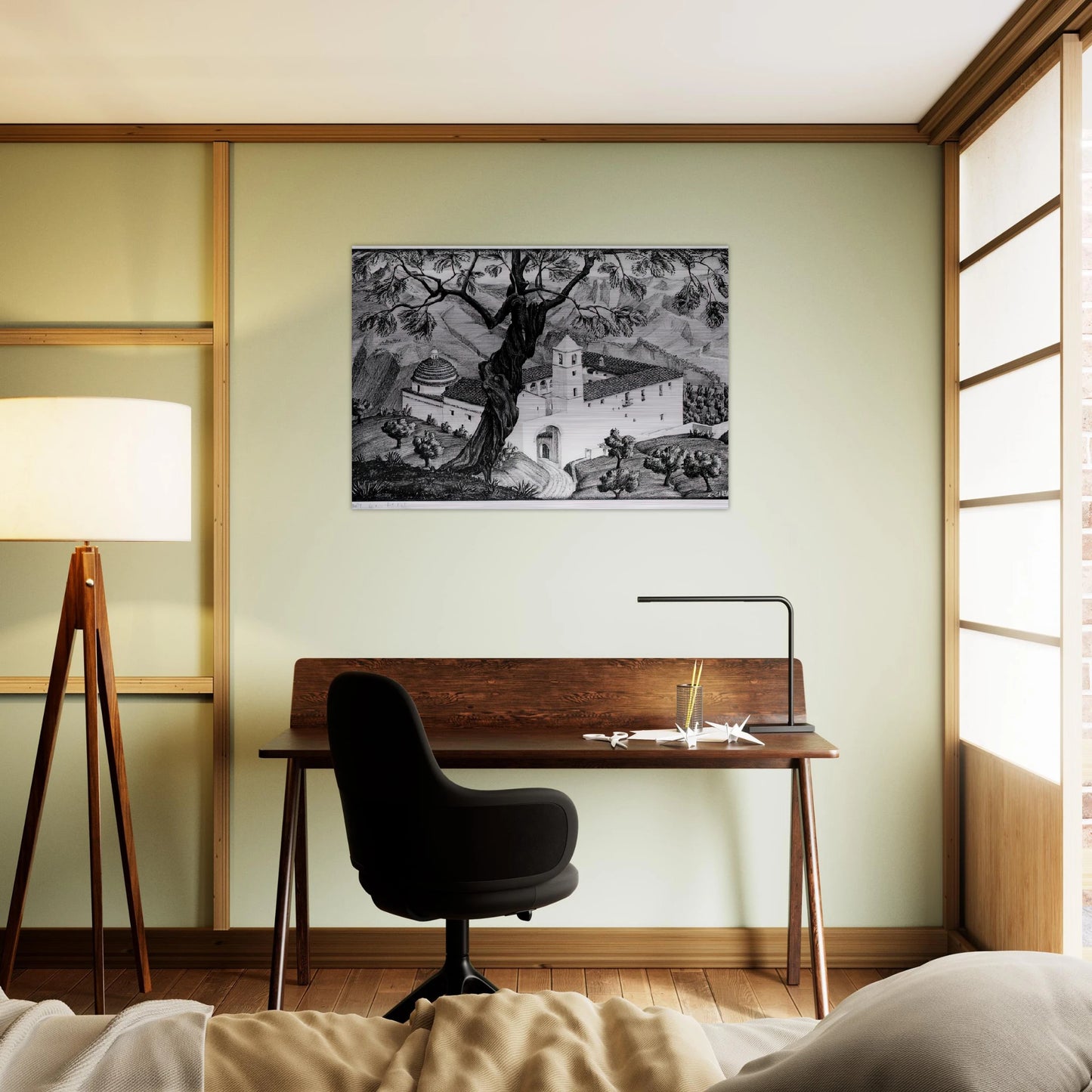CLOISTER NEAR ROCCA IMPERIALE CALABRIA - MC Escher Brushed Aluminum Print - 70x100 cm / 28x40 inches | MC Escher Aluminum Print | MC Escher Prints