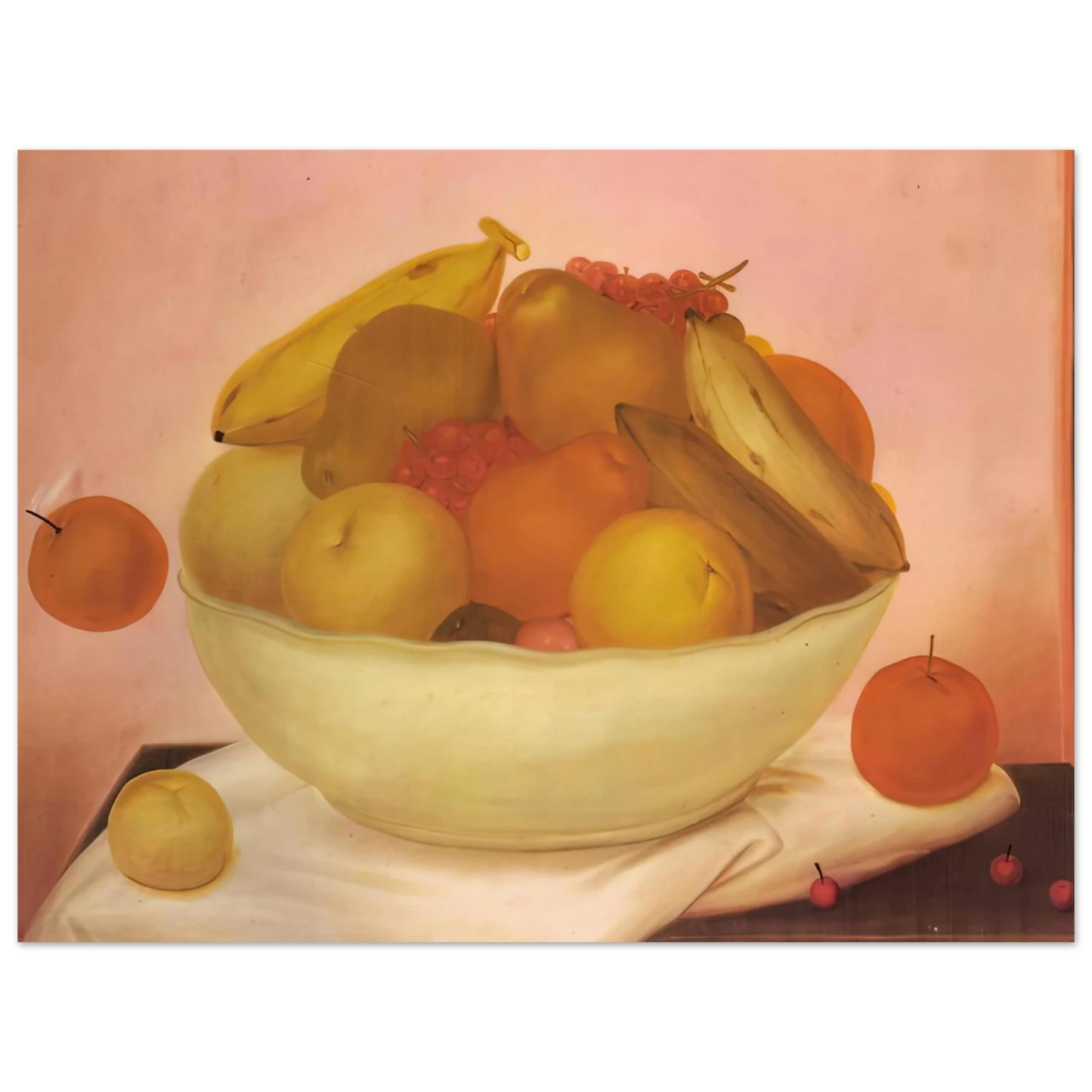 Fernando Botero - STILL LIFE WITH ORANGE FALLING  75x100 cm / 30x40inches Fine Art Poster