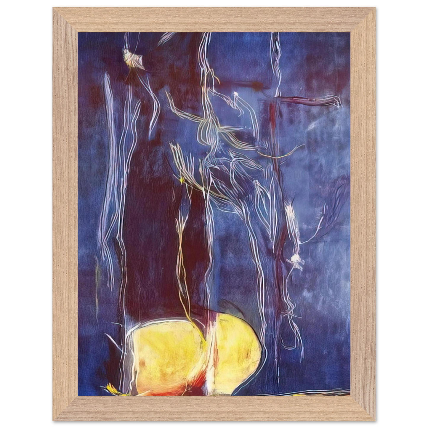 Helen Frankenthaler - All About Blue - 1994 Wall art - 40x50 cm / 16x20 inches - Premium Wooden Framed Poster With Fine Art Paper-canvas - White frame