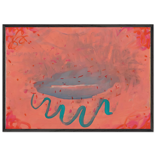Untitled Lips with Turquoise - 1984 - Paul Thek 70x100 cm / 28x40 inches Framed Art Print – Black Wooden Frame