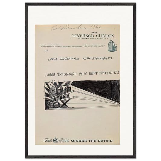 TRADEMARCK SKETCH 1961 - Edward Ruscha 70x100 cm / 28x40 inches Framed Art Print – Black Wooden Frame