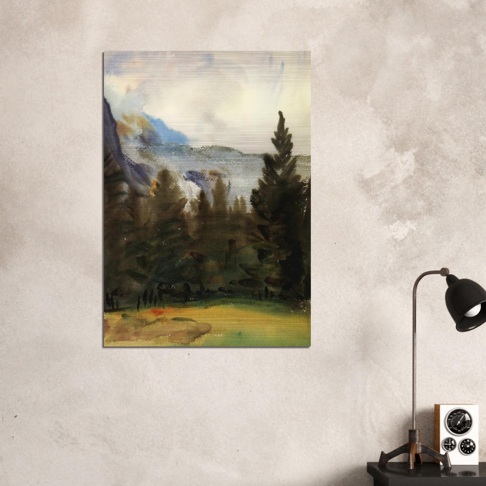 Purtud Fir Trees and Snow Mountains - John Singer Sargent Brushed Aluminum Print - 70x100 cm / 28x40 inches | John Singer Sargent Aluminum Print | John Singer Sargent Prints