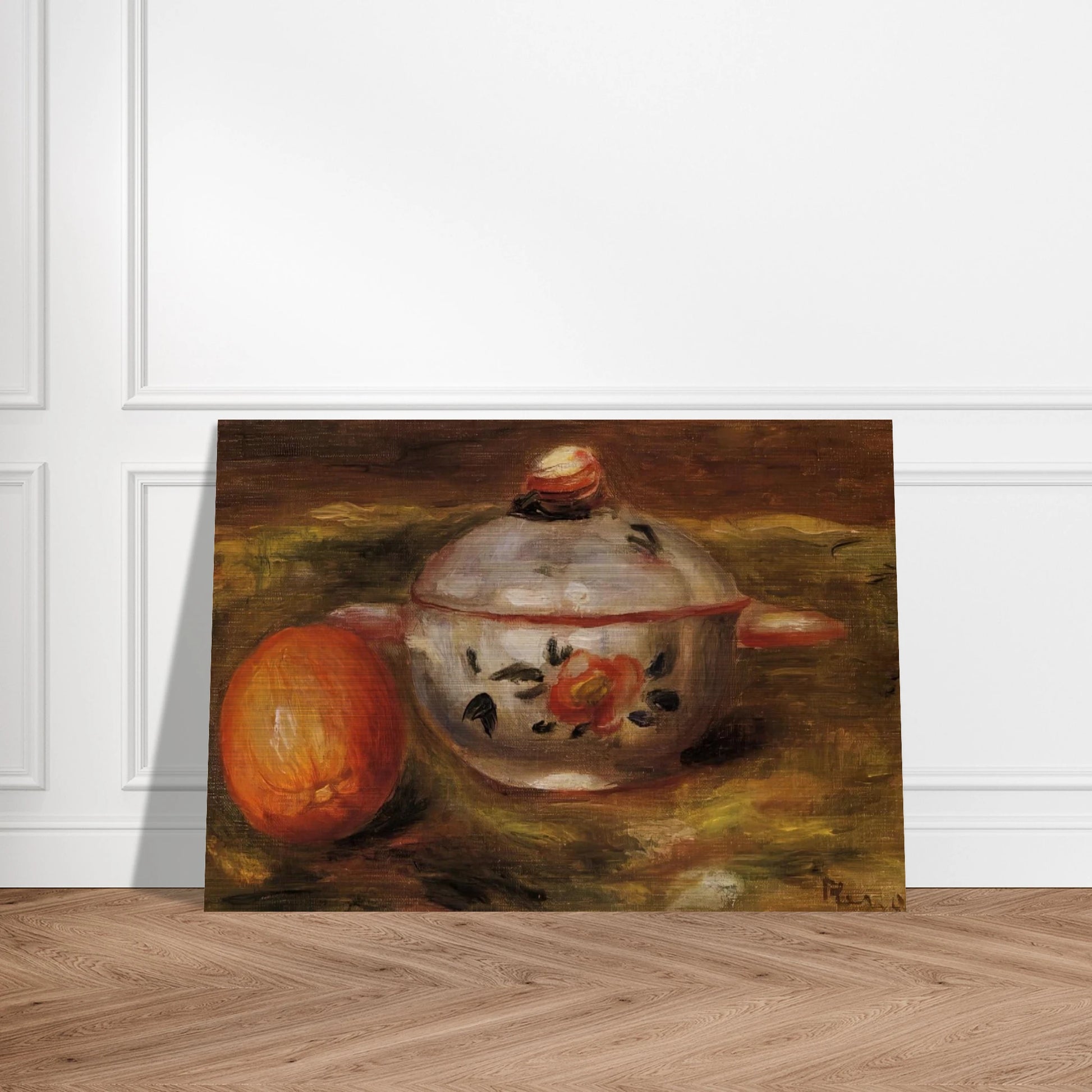 Still Life with Orange and Sugar Bowl - Pierre-Auguste Renoir Brushed Aluminum Print - 70x100 cm / 28x40 inches | Pierre-Auguste Renoir Aluminum Print | Pierre-Auguste Renoir Prints