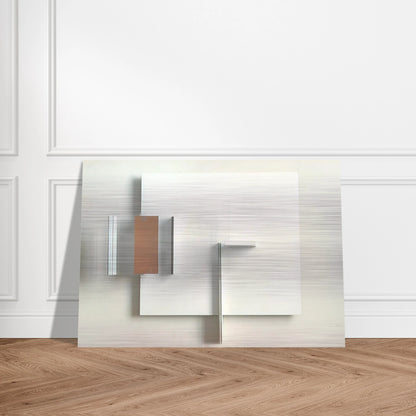 Abstract in White, Black and Ochre - 1962 - Victor Pasmore Brushed Aluminum Print - 70x100 cm / 28x40 inches | Victor Pasmore Aluminum Print | Victor Pasmore Prints