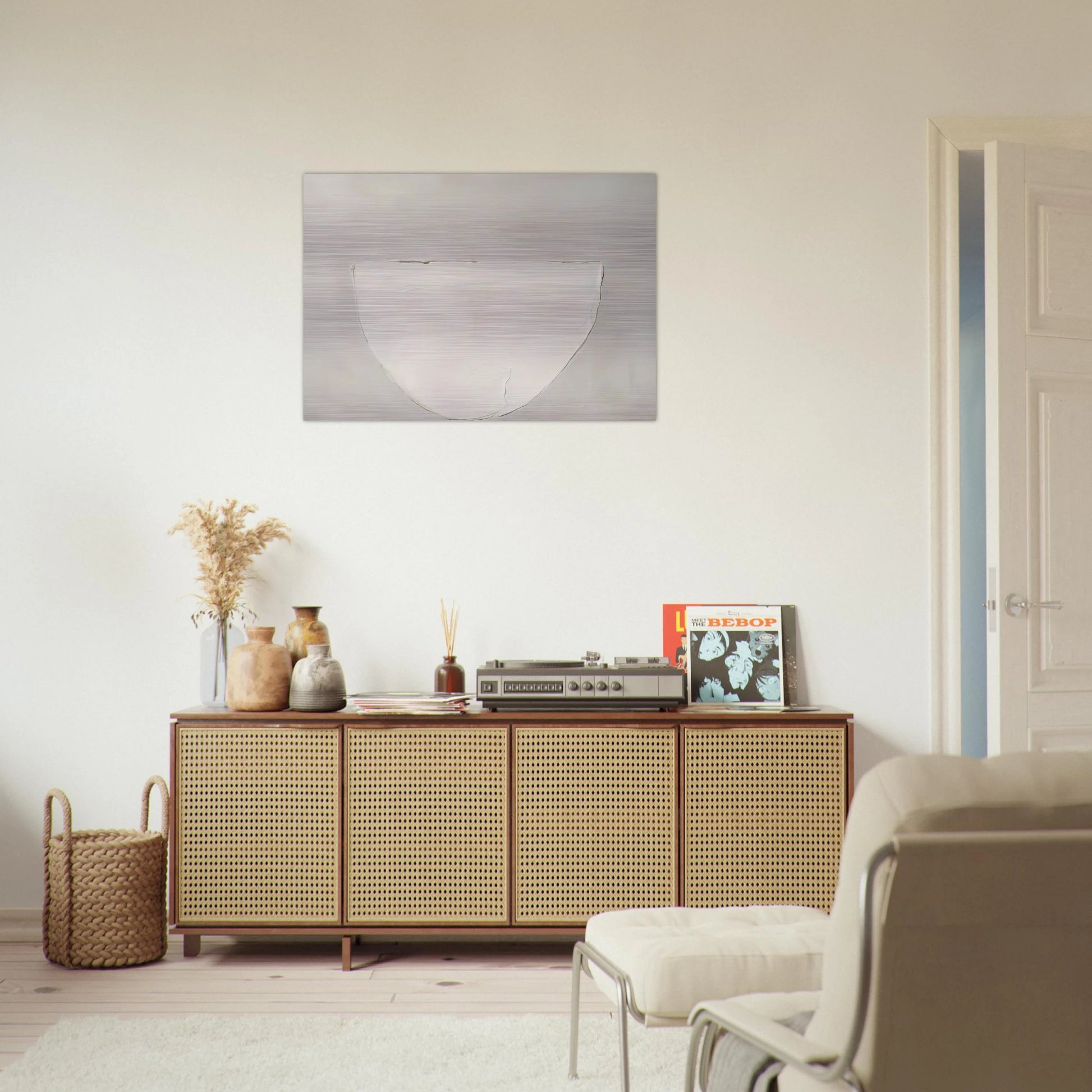 Bowl White on Grey - 1962 - William Scott Brushed Aluminum Print - 70x100 cm / 28x40 inches | William Scott Aluminum Print | William Scott Prints