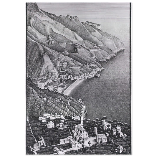 RAVELLO AND THE COAST OF AMALFI - MC Escher Brushed Aluminum Print - 70x100 cm / 28x40 inches | MC Escher Aluminum Print | MC Escher Prints