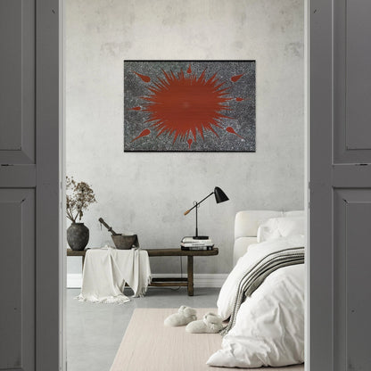 Dreaming Story at Warlugulong - 1976 - Clifford Possum Tjapaltjarri Brushed Aluminum Print - 70x100 cm / 28x40 inches | Clifford Possum Tjapaltjarri Aluminum Print | Clifford Possum Tjapaltjarri Prints