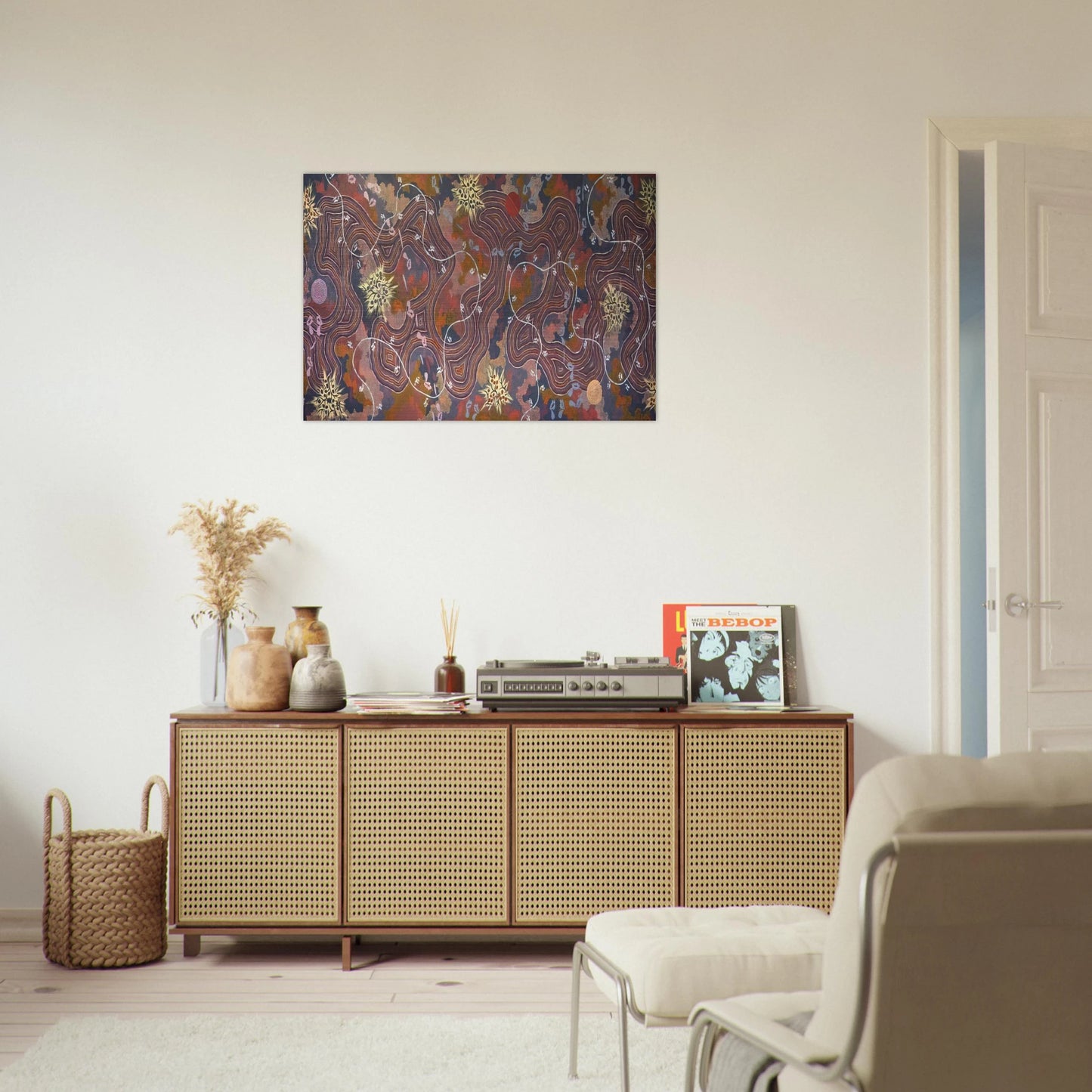 Possum Dreaming - 1994 - Clifford Possum Tjapaltjarri Brushed Aluminum Print - 70x100 cm / 28x40 inches | Clifford Possum Tjapaltjarri Aluminum Print | Clifford Possum Tjapaltjarri Prints