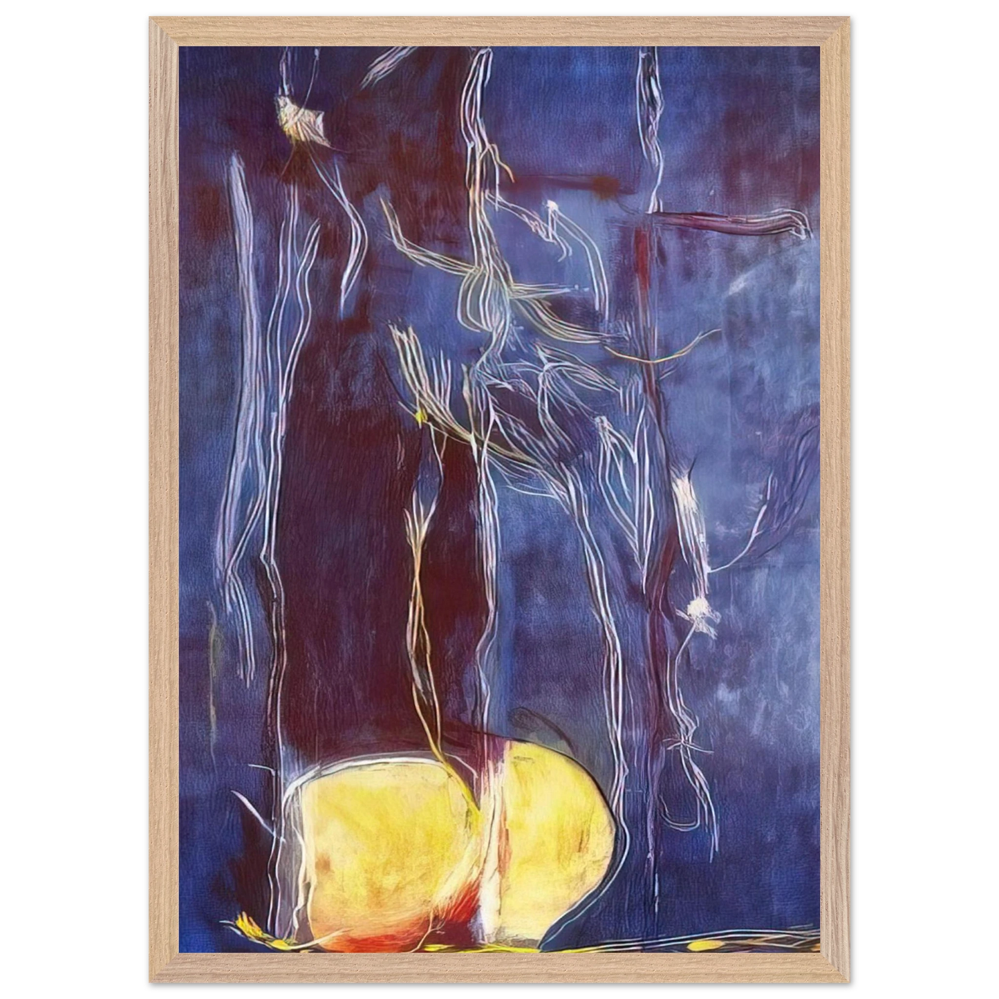 Helen Frankenthaler - All About Blue - 1994 Wall art - 45x60 cm / 18x24 inches - Premium Wooden Framed Poster With Fine Art Paper-canvas - Black frame
