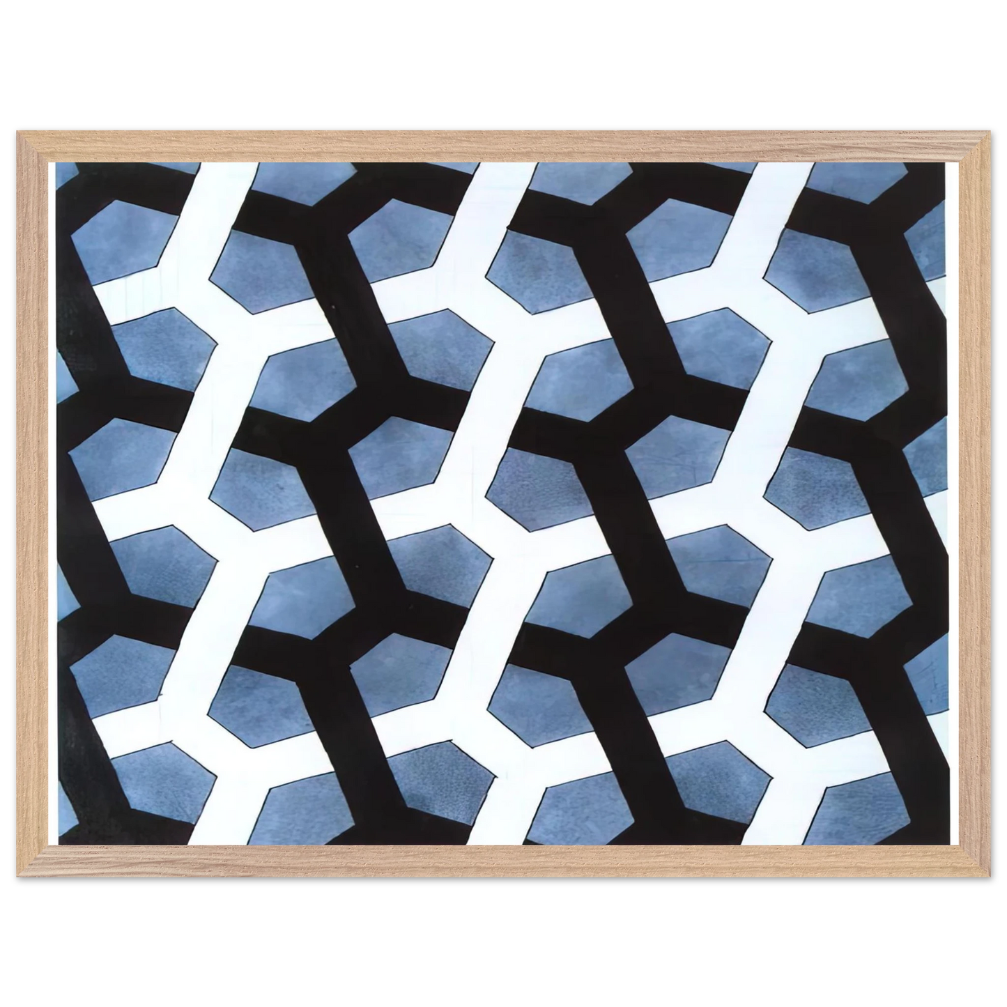 MC Escher - INTERLACED HEXAGON Wall Art - 30x40 cm / 12x16 inches - Premium Wooden Framed Poster With Fine Art Paper-canvas - White frame
