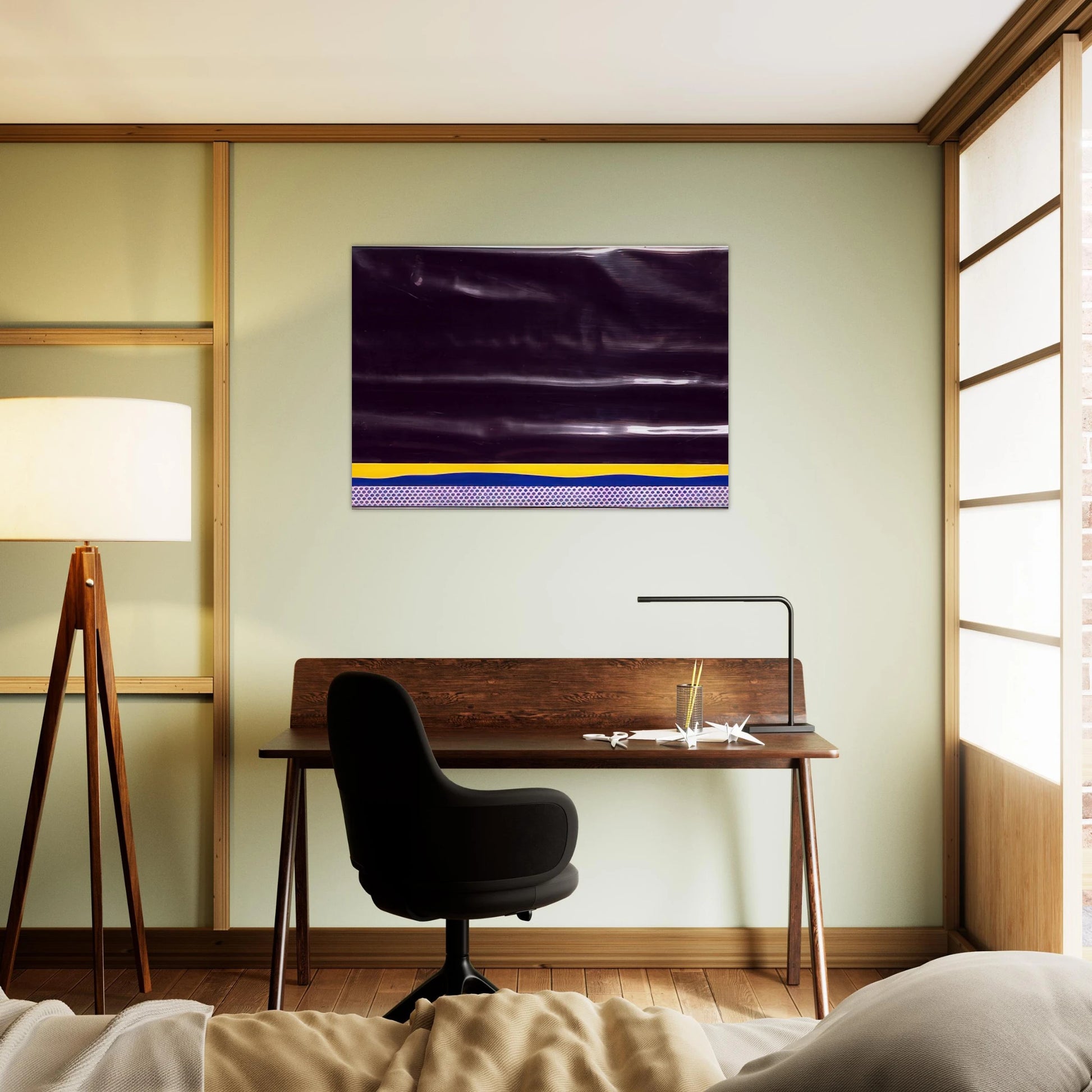 YELLOW LANDSCAPE 1965 - Roy Lichtenstein Brushed Aluminum Print - 70x100 cm / 28x40 inches | Roy Lichtenstein Aluminum Print | Roy Lichtenstein Prints