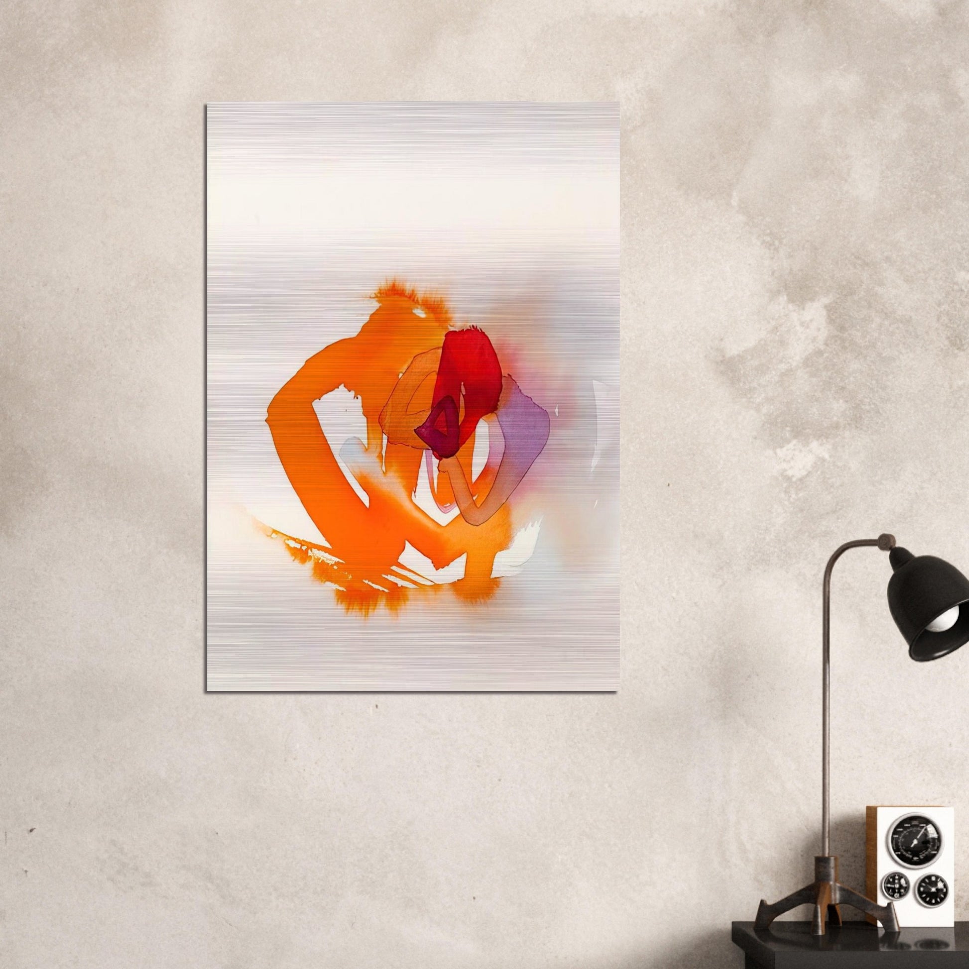 UNTITLED ORANGE RED AND PURPLE - Luis Feito Brushed Aluminum Print - 70x100 cm / 28x40 inches | Luis Feito Aluminum Print | Luis Feito Prints