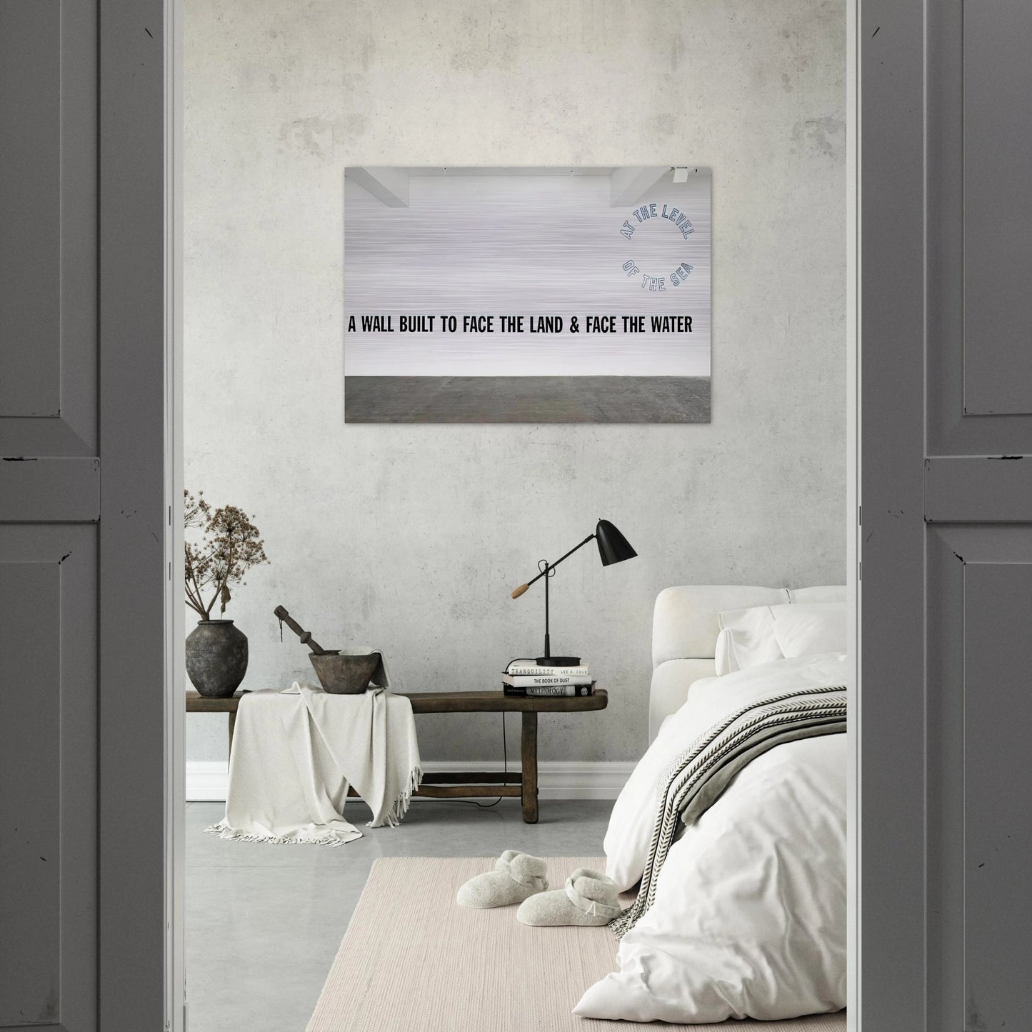 A Wall Built... - 2008 - Lawrence Weiner Brushed Aluminum Print - 70x100 cm / 28x40 inches | Lawrence Weiner Aluminum Print | Lawrence Weiner Prints
