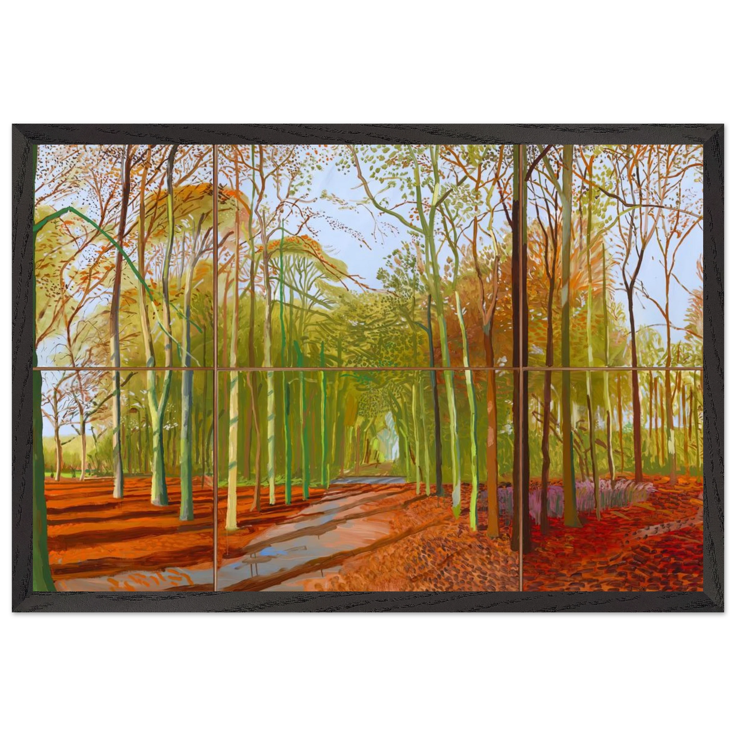 David Hockney - Woldgate Woods, 21, 23 & 29 November 2006 - A2 (42 x 59.4  cm) - Premium Wooden Framed Poster With Fine Art Paper-canvas - Black frame