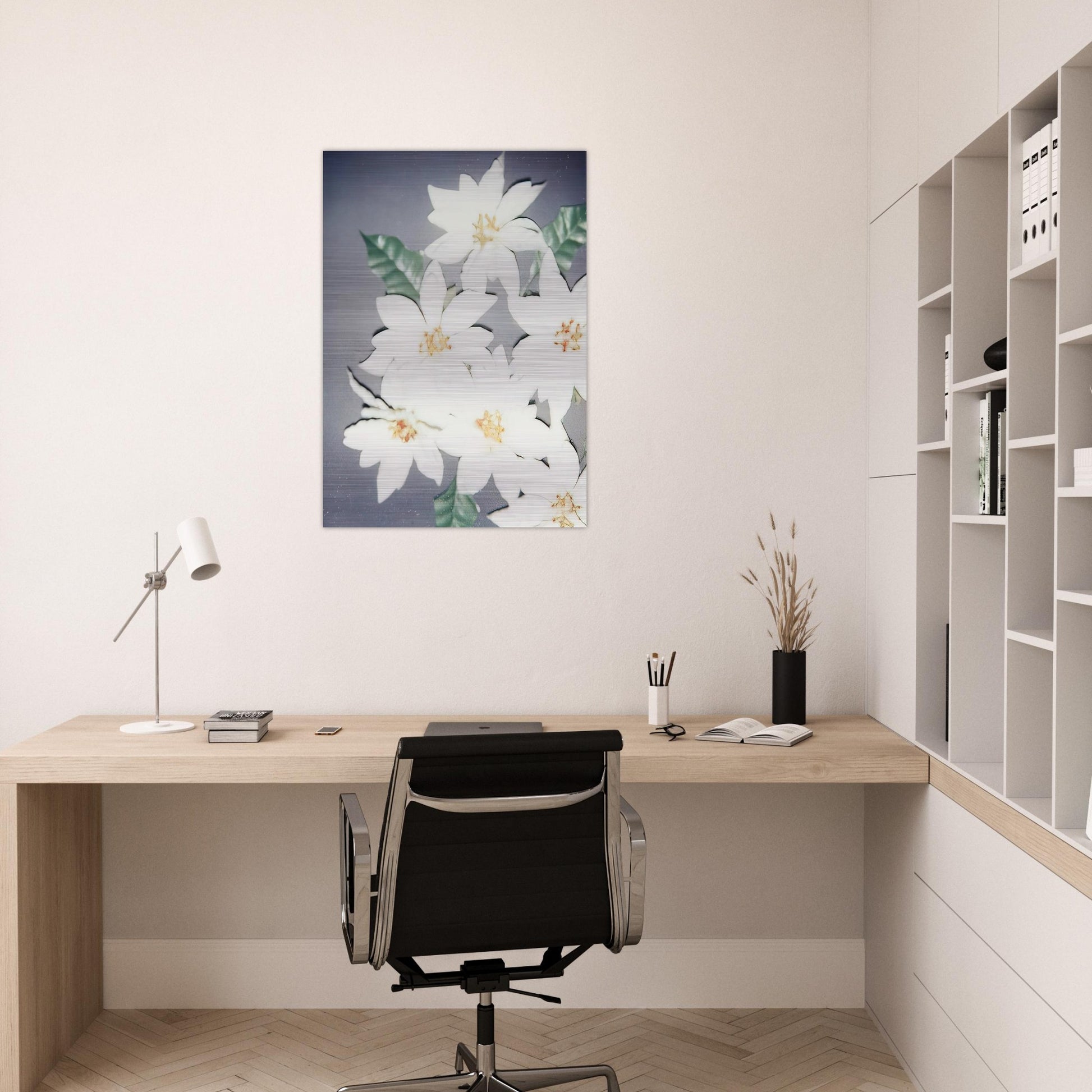 Christmas Poinsettias-White - Andy Warhol Brushed Aluminum Print - 70x100 cm / 28x40 inches | Andy Warhol Aluminum Print | Andy Warhol Prints