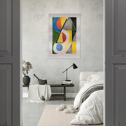 ABSTRACT COMPOSITION WITH TRIANGLES AND SEMICIRCLES - Sonia Delaunay Brushed Aluminum Print - 70x100 cm / 28x40 inches | Sonia Delaunay Aluminum Print | Sonia Delaunay Prints