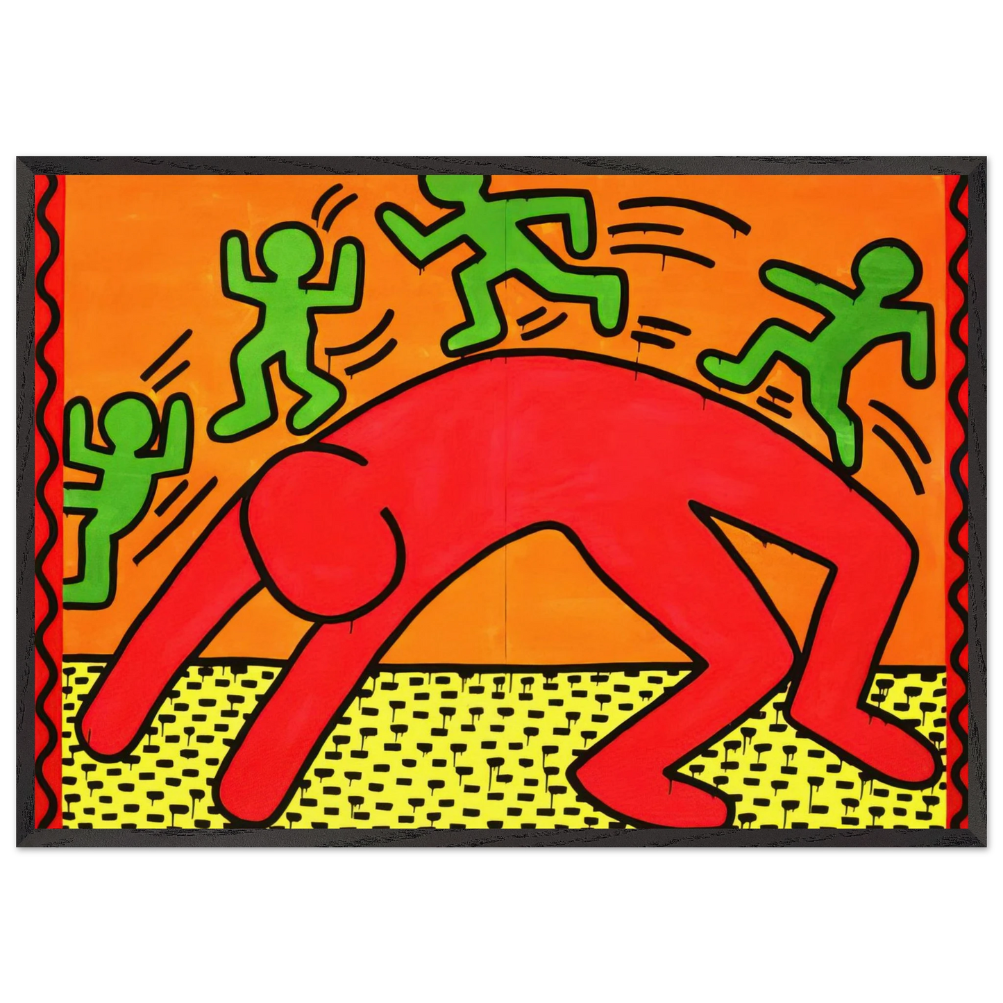 UNTITLED 1982 2 N2 - Keith Haring 70x100 cm / 28x40 inches Framed Art Print – Black Wooden Frame