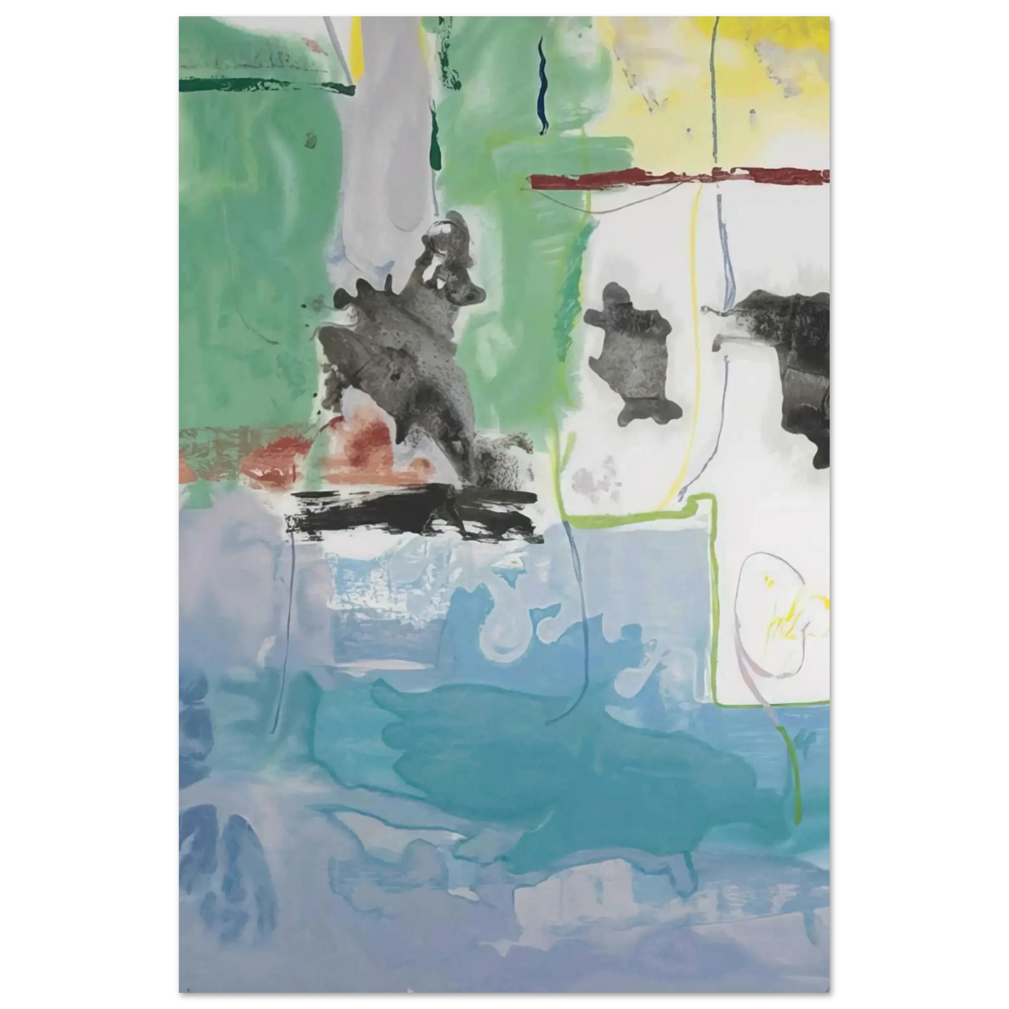 Helen Frankenthaler - West Wind - 1997 Wall art - 60x80 cm / 24x32 Inches - Premium Wooden Framed Poster With Fine Art Paper - Wood frame