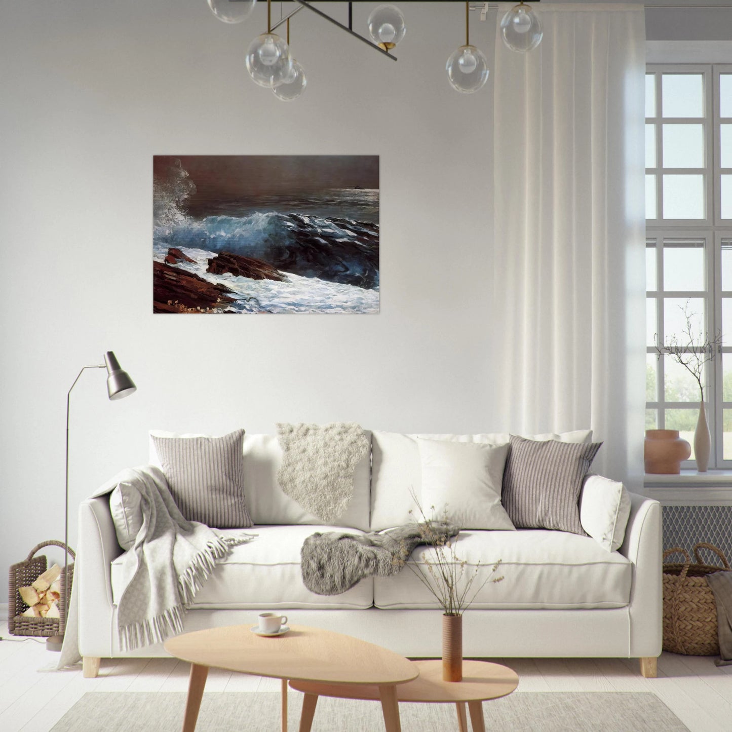 SUNLIGHT ON THE COAST - Winslow Homer Brushed Aluminum Print - 70x100 cm / 28x40 inches | Winslow Homer Aluminum Print | Winslow Homer Prints