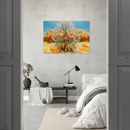 Dead Tree with Pink Hill - Georgia O'Keeffe Brushed Aluminum Print - 70x100 cm / 28x40 inches | Georgia O'Keeffe Aluminum Print | Georgia O'Keeffe Prints