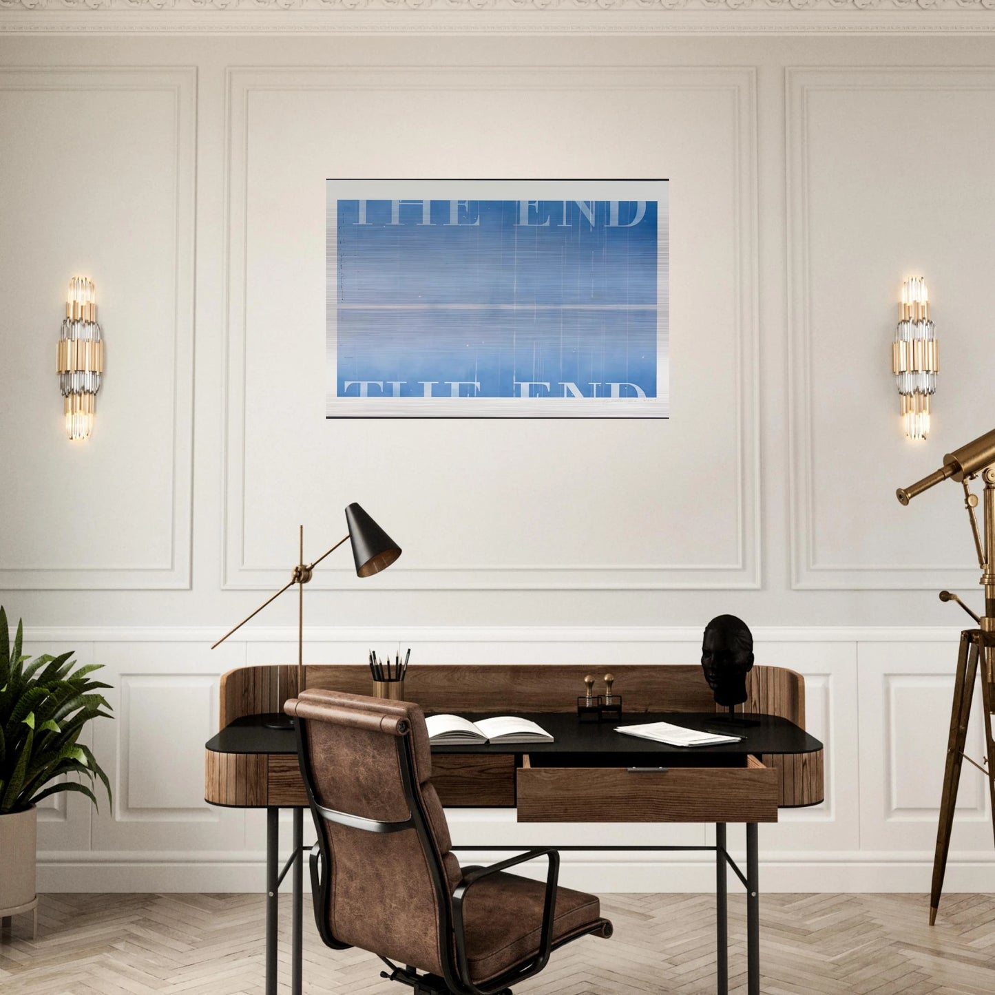 THE END 40 2003 - Edward Ruscha Brushed Aluminum Print - 70x100 cm / 28x40 inches | Edward Ruscha Aluminum Print | Edward Ruscha Prints