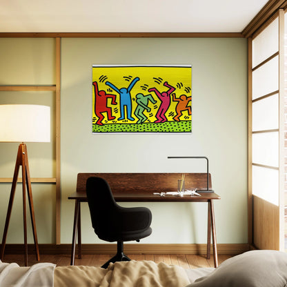 UNTITLED DANCE 1987 - Keith Haring Brushed Aluminum Print - 70x100 cm / 28x40 inches | Keith Haring Aluminum Print | Keith Haring Prints | Keith Haring Art For Sale