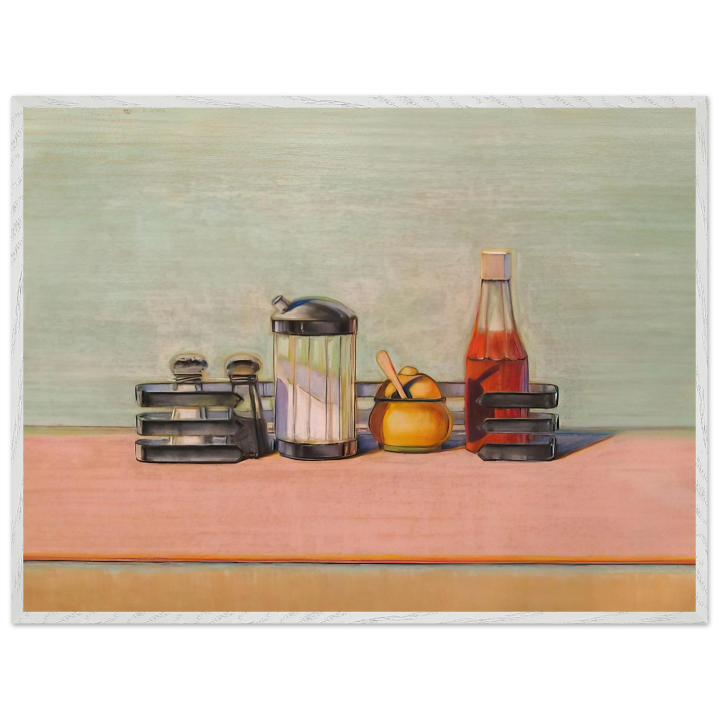 Wayne Thiebaud - Caged Condiments - 2000 Wall Art - 30x40 cm / 12x16 inches - Premium Wooden Framed Poster With Fine Art Paper - Wood frame