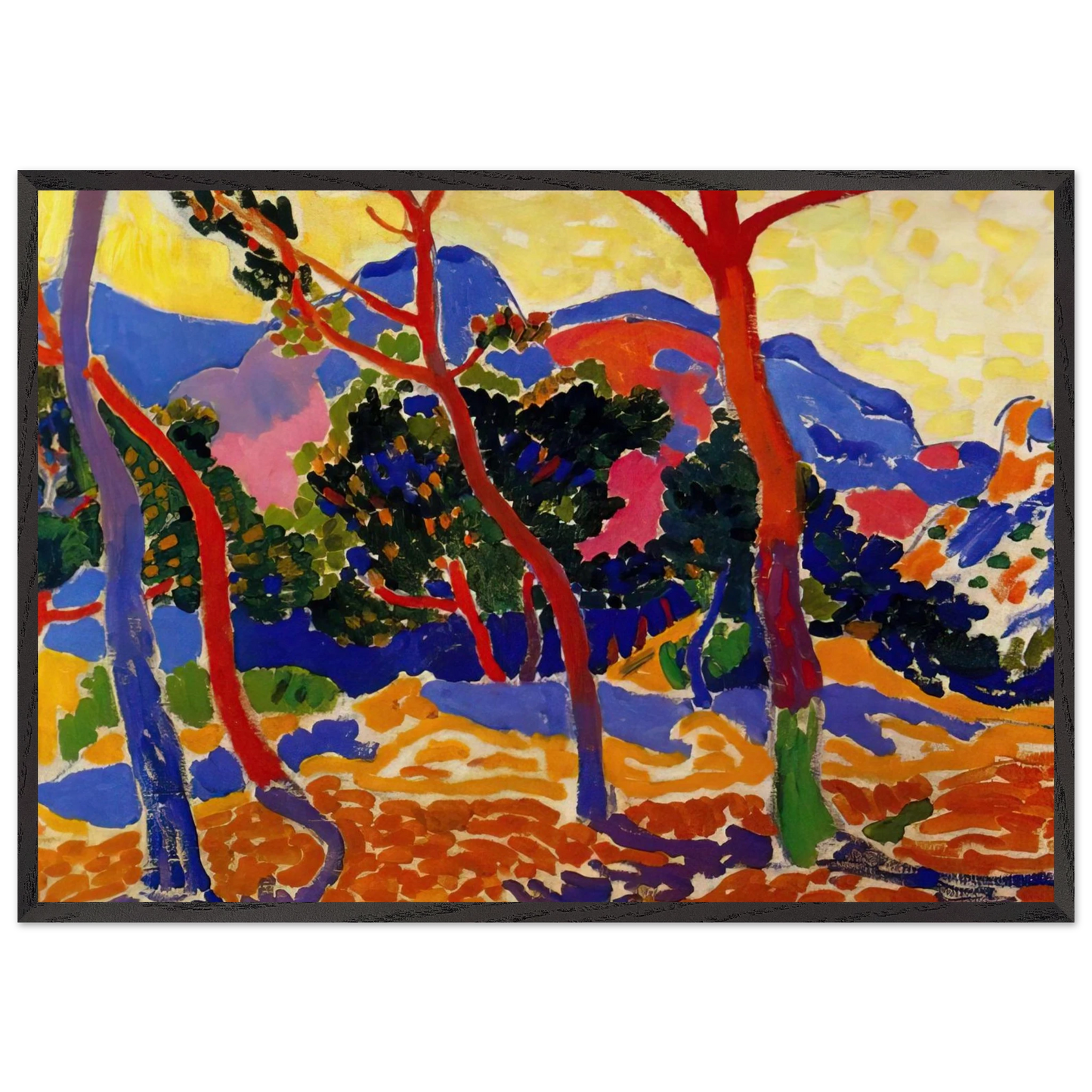 THE TREES - Andre Derain 70x100 cm / 28x40 inches Framed Art Print – Black Wooden Frame