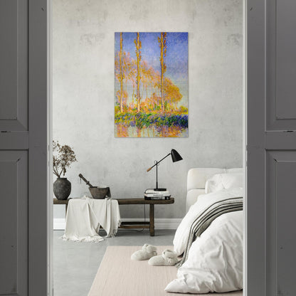 Poplars, Autumn, Pink Effect - claude monet Brushed Aluminum Print - 70x100 cm / 28x40 inches | claude monet Aluminum Print | claude monet Prints