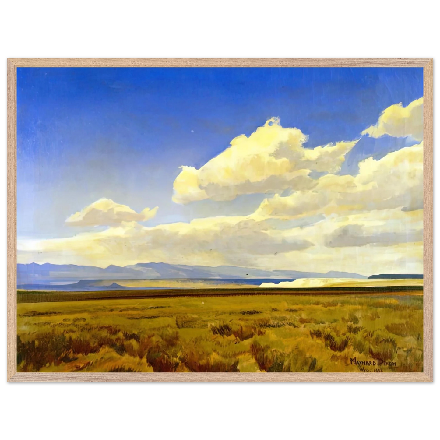 Maynard Dixon - WIND OF WYOMING 1936 Wall art - 20x25 cm / 8x10 inches - Premium Wooden Framed Poster With Fine Art Paper-canvas - White frame