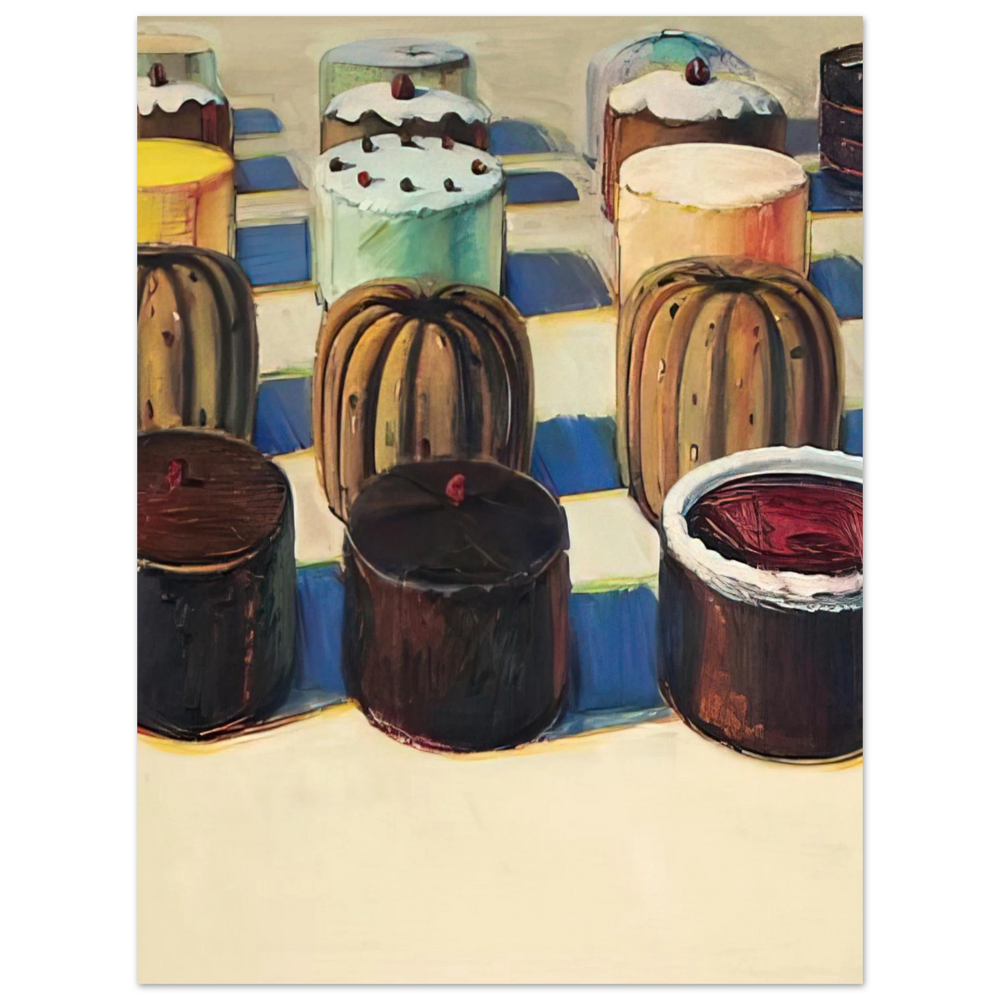 Wayne Thiebaud - Various Cakes - 1981 Wall Art - 30x40 cm / 12x16 inches - Fine Art Poster - -