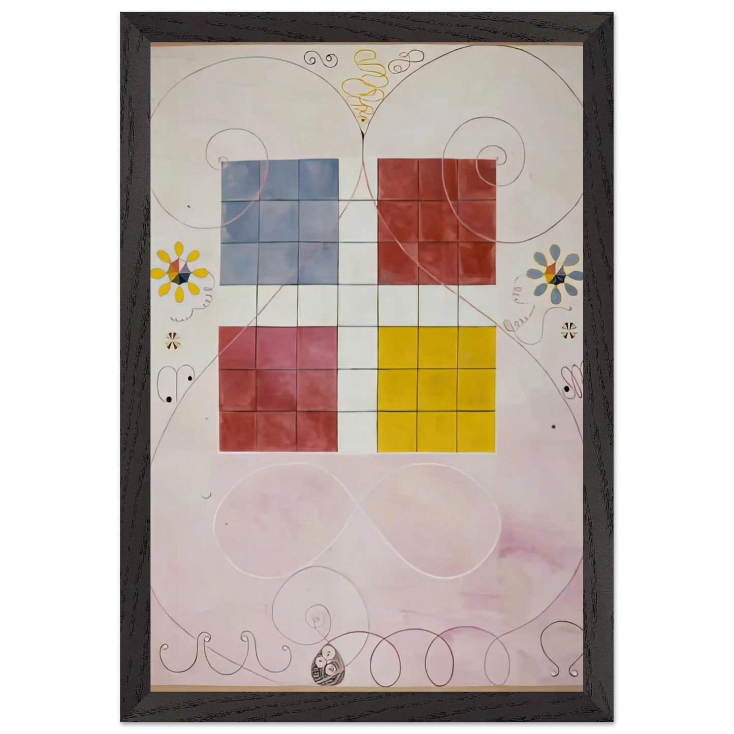 Hilma af Klint - DE TIO ST RSTA N 10 ALDERDOMEN 1907 Wall art - 28x43  cm / XL (11x17 Inches) - Premium Wooden Framed Poster With Fine Art Paper - White frame