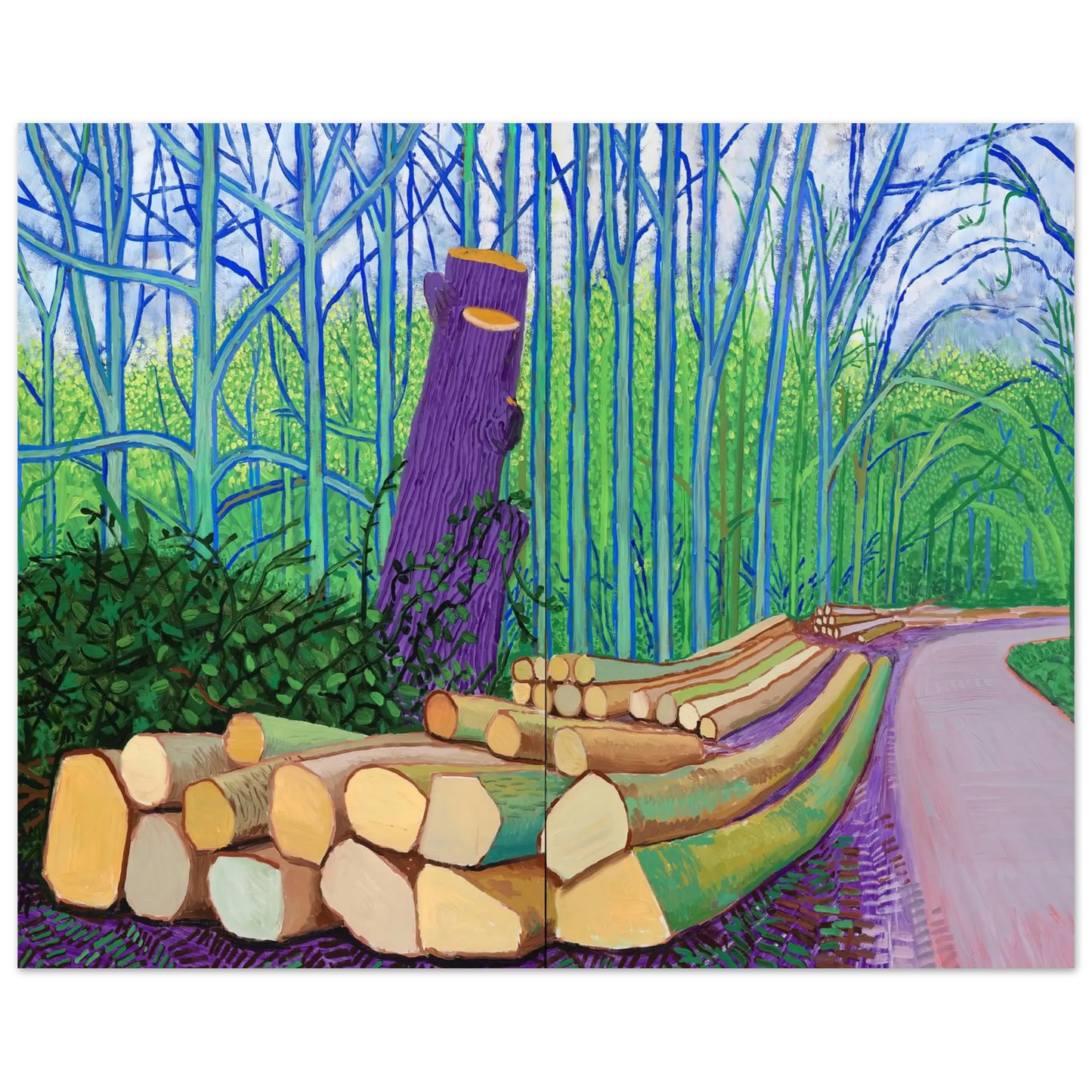 David Hockney - David Hockney Wall art - 27x35 cm / 11x14 Inches - Premium Wooden Framed Poster With Fine Art Paper - White frame