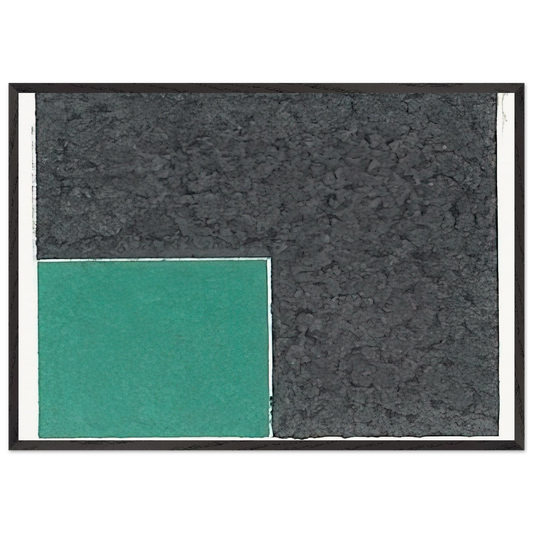 Colored Paper Image XVIII  Green Square with Grey  - Ellsworth Kelly 70x100 cm / 28x40 inches Framed Art Print – Black Wooden Frame