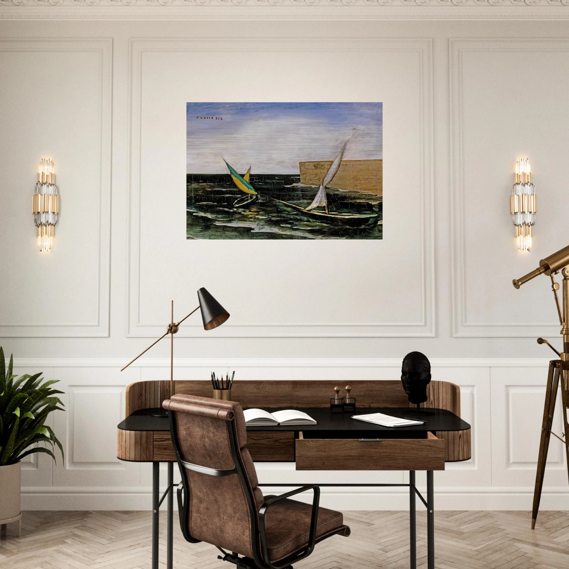 VELE NEL PORTO - Carlo Carra Brushed Aluminum Print - 70x100 cm / 28x40 inches | Carlo Carra Aluminum Print | Carlo Carra Prints