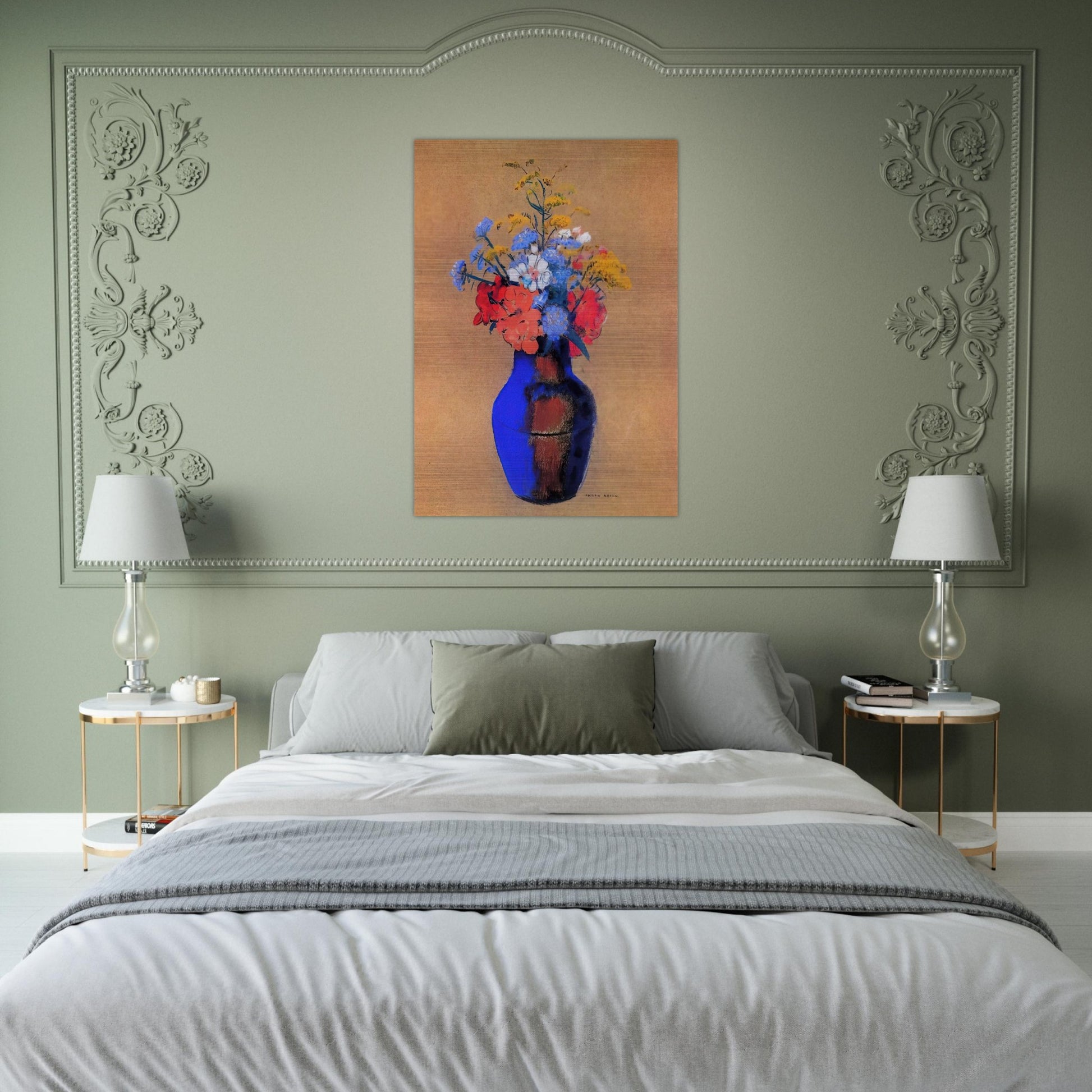 WILD FLOWERS IN A VASE - Odilon Redon Brushed Aluminum Print - 70x100 cm / 28x40 inches | Odilon Redon Aluminum Print | Odilon Redon Prints