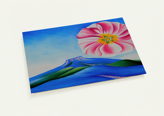 Hollyhock Pink with Pedernal By Georgia O'Keeffe Pack of 10 Post Cards | Georgia O'Keeffe Post Cards | A6 (10.5 x 14.8 cm) - 4.1 x 5.8 inches