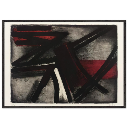 Etching No 2 - 1952 - Pierre Soulages 70x100 cm / 28x40 inches Framed Art Print – Black Wooden Frame