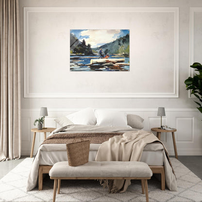 HUDSON RIVER LOGGING - Winslow Homer Acrylic Print - 70x100 cm / 28x40″ inches