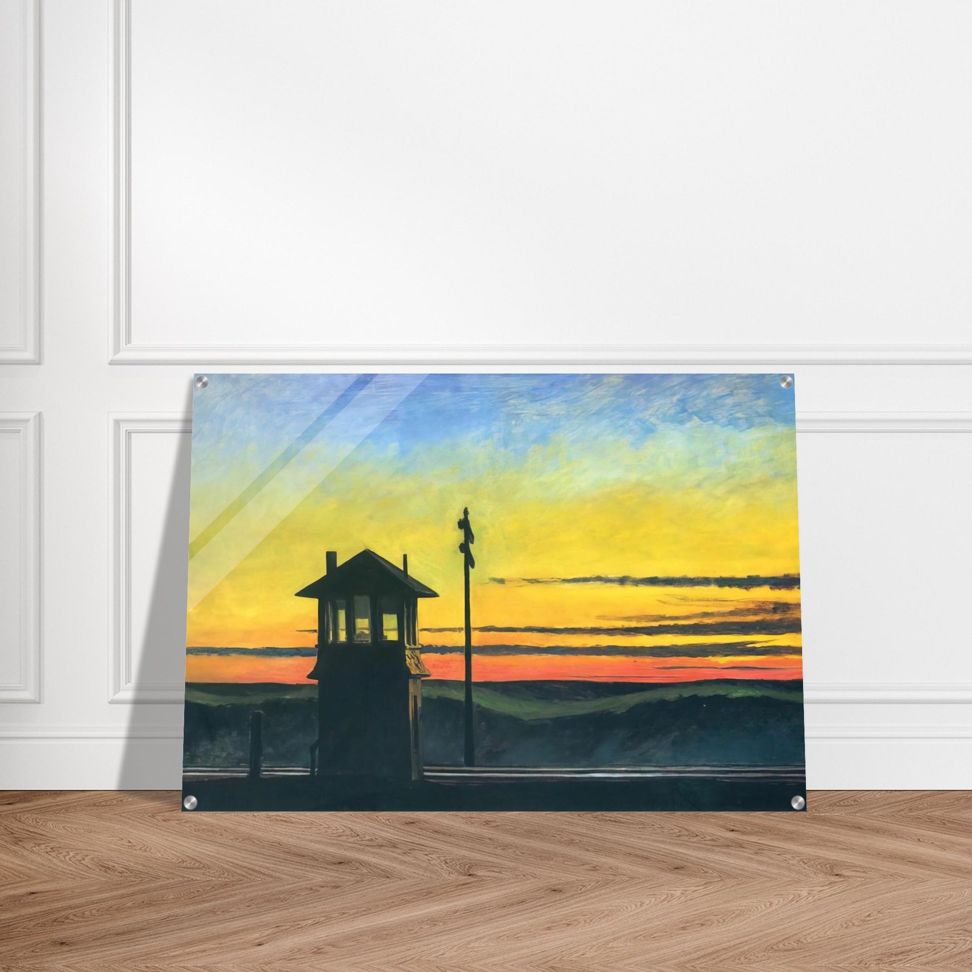 Railroad Sunset - Edward Hopper Acrylic Print - 70x100 cm / 28x40″ inches | Edward Hopper Wall Art | Edward Hopper Prints