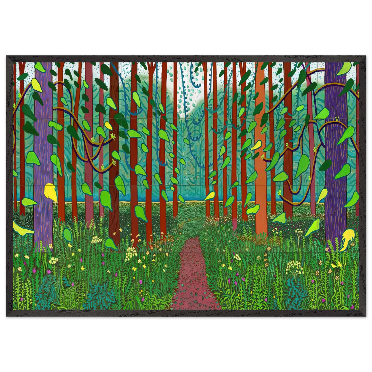 David Hockney - David Hockney Wall art - 28x43  cm / XL (11x17 inches) - Premium Wooden Framed Poster With Fine Art Paper-canvas - White frame