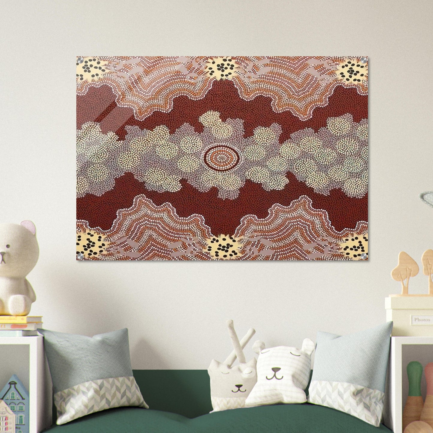 Malaka Honey Ant Dreaming - 1992 - Clifford Possum Tjapaltjarri Acrylic Print - 70x100 cm / 28x40″ inches