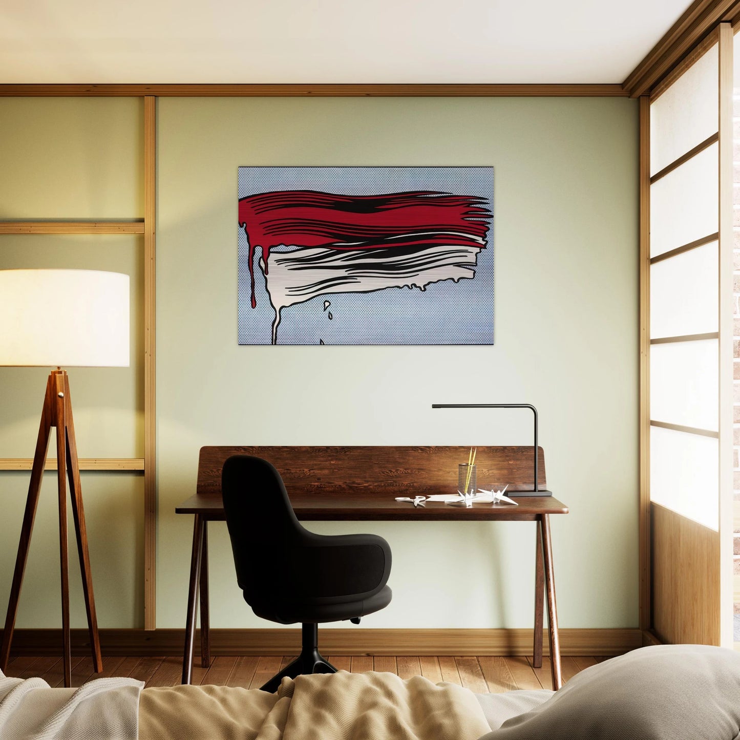 RED AND WHITE BRUSHSTROKES 1965 - Roy Lichtenstein Brushed Aluminum Print - 70x100 cm / 28x40 inches | Roy Lichtenstein Aluminum Print | Roy Lichtenstein Prints