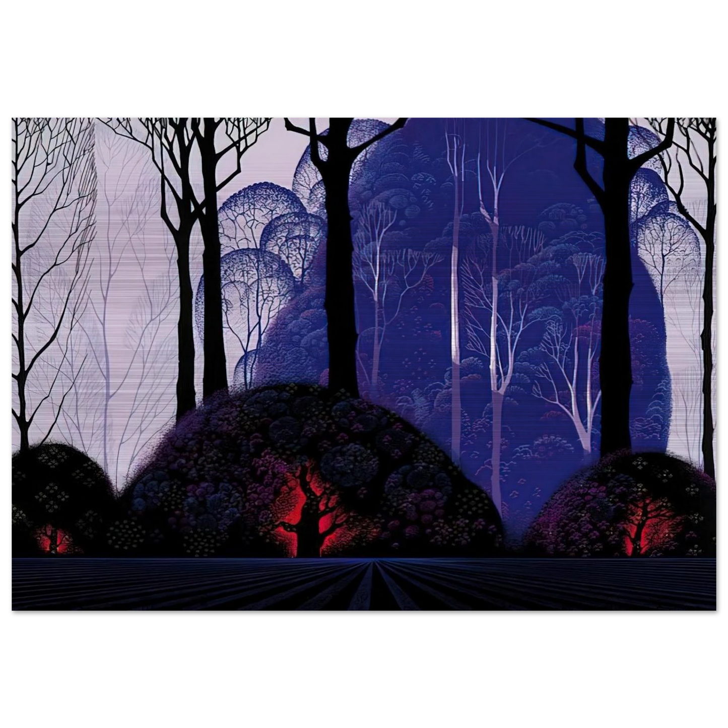 Purple Eucalyptus - Eyvind Earle Brushed Aluminum Print - 70x100 cm / 28x40 inches | Eyvind Earle Aluminum Print | Eyvind Earle Prints